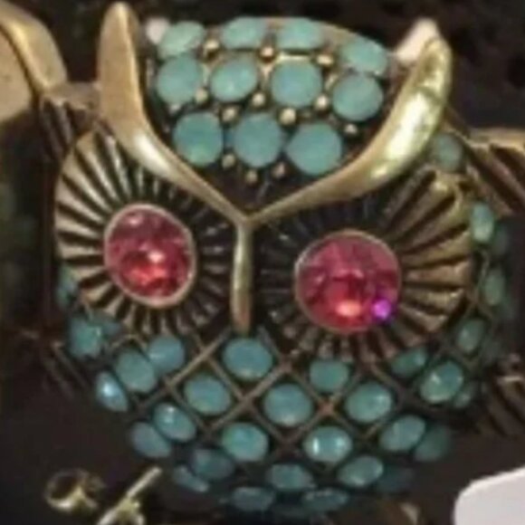 BETSEY JOHNSON OWLS & MIXED STONE STRETCH BRACELET - Picture 7 of 9